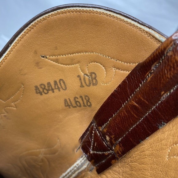 Vtg Lucchese Mens 10B Brown Ranch Hand Cowboy Boots - Picture 9 of 12